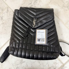 YSL Saint Laurent Matelasse Chevron Backpack Black Drawstring Magnetic LouLou