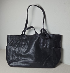 Frye Melissa Large Leather Shopper Tote Bag Black 17.5″ Shoulder Handbag Slouch