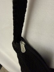 The Sak Black Crochet Knit Shoulder Bag Zip Top Boho Hobo Purse Medium