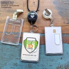Heavy Duty Dual Card Holder Rigid Polycarbonate Vertical Clear Hard Plastic 2 Pa