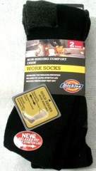 Dickies Non Binding Crew Socks, Dickies Mens Socks 13550, 2 Pair Black 6-12