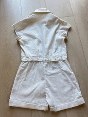 Romper Short Sleeve Women’s Shorts Size 4 Small Ivory Ecru One Piece Zip Up
