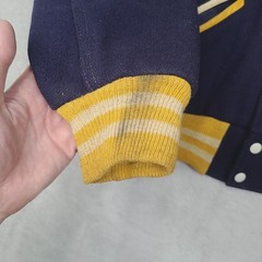 Vintage 60s Varsity Letterman Navy Blue Yellow Wool Leather Howe Jacket Small