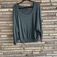 Gray Lightweight top USA Made Jersey Knit Scoop Neck Size 1 Small Dolman Sleeves