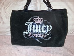 Black Velour ~Juicy Couture~ Vintage Tote Bag Purse (Large)