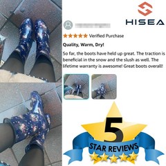 HISEA Women’s Printed Rain Boots Mid-Calf Waterproof Garden Boots Glossy Wellies