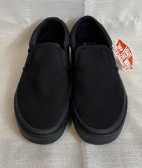 Vans Men’s Asher Slip On Double Black Canvas Casual Skate Shoes Size 10.5 NIB