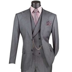 VINCI Men’s Textured 3pc Modern Suit w/ Adj Waist – 36S-56L, 4 Colors – NEW