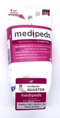 MediPeds Women’s NanoGLIDE® White Quarter Cushion Socks, Medium, 8 pairs