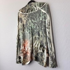 SPY Zone Exchange Large Embellished Ruffled Floral Print Open Front Cardigan Top