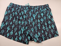 George Swim Trunks Mens 3XL Cactus Black Neon Blue Lined Beach Casual Pockets ^
