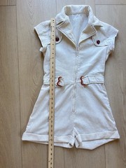 Romper Short Sleeve Women’s Shorts Size 4 Small Ivory Ecru One Piece Zip Up