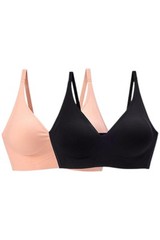 Rhonda Shear 2-pack Gel Bra without Back Closure Black/Pink Beige