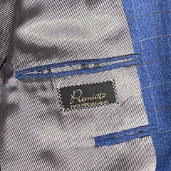 Premiato Blazer Jacket Mens Blue Windowpane Plaid Good 3-Button Made in Canada