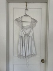 Women’s White Solid Full Slip XS Lace Trim Polyester/Elastane Hand Wash Only