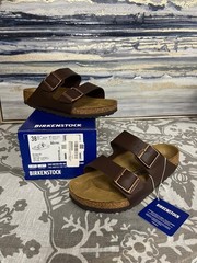 Birkenstock Arizona BS Leather Sandals Dark Brown EU Size 38