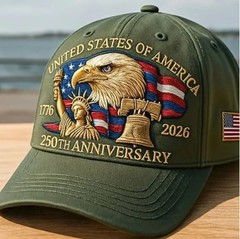 America 250th Anniversary GREEN Cap 1776–2026 USA Patriotic Hat Adjustable