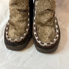 Vtg Quoddy Women’s Boot Sz 7 Shearling Lined Faux Fur Moccasin Brown Tan Snow
