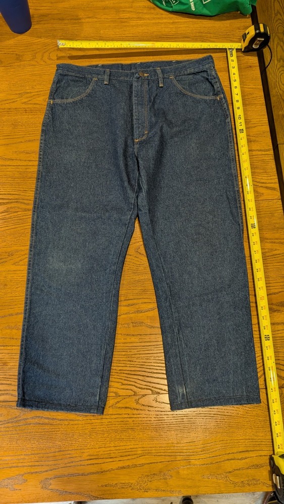 Vintage Rustler Wrangler Jeans 40×32 Mens Dark Wash 100% Cotton Made In USA