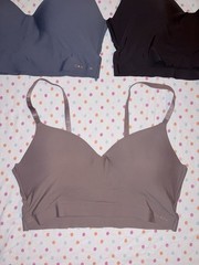 Danskin Intimates Seamless Wireless Bralette Set of 3 Blue Brown Taupe 34C