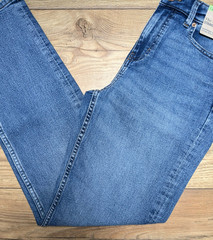 M&S Dark Washed Indigo Stretch Denim Straight Leg High Rise SIENNA JEANS UK 16