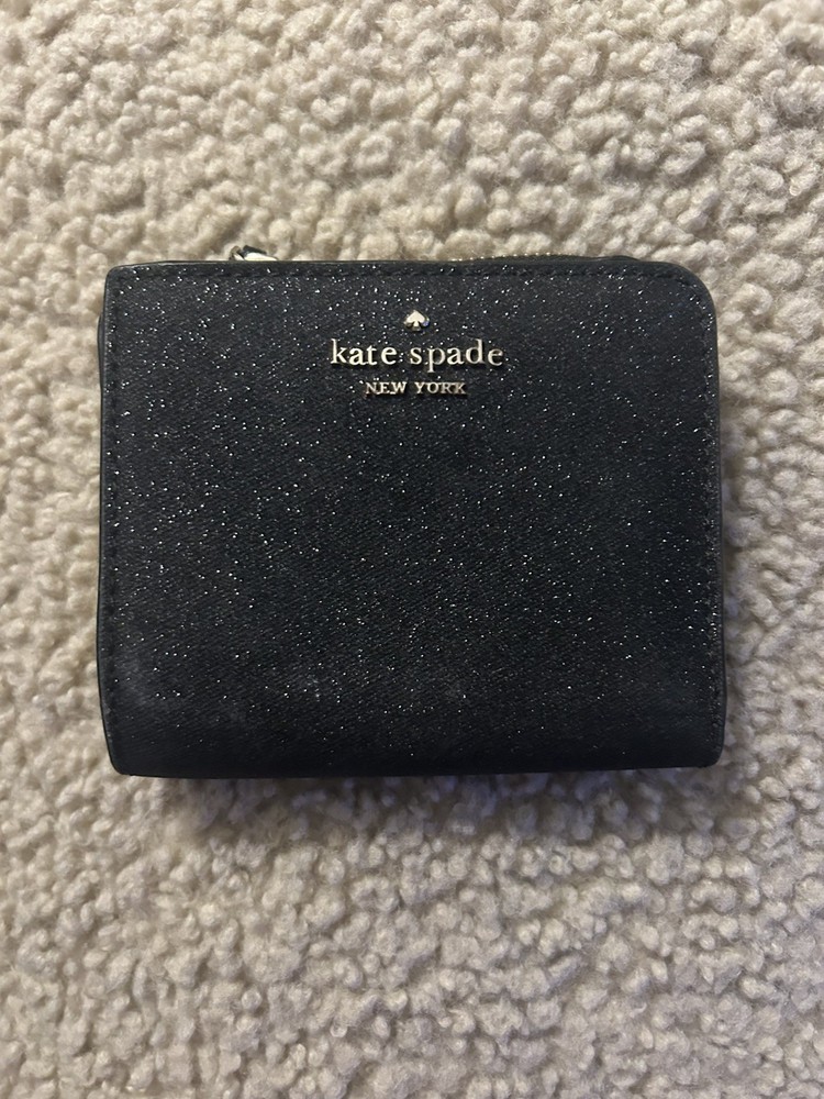 Kate Spade Glimmer Boxed Black Small Slim Cardholder Wallet KE448 NWT