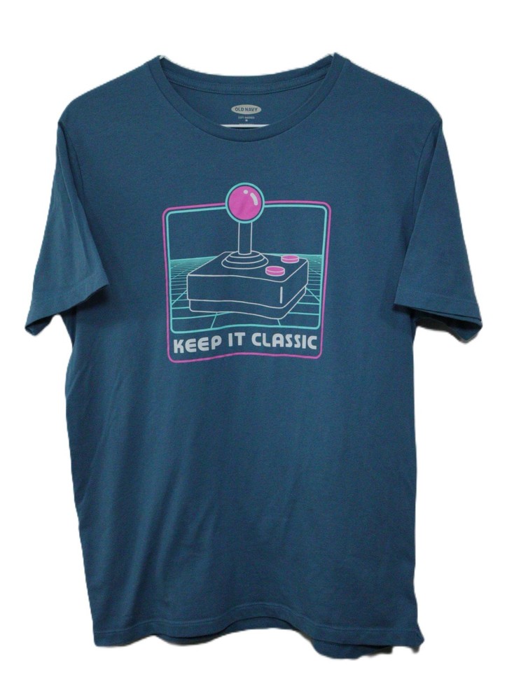 Men’s Medium T-Shirt “Keep It Classic” Retro Joystick Graphic Soft-Washed T0436