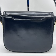 CELINE Shoulder Bag Handbag Horse Black Leather Carriage Purse Vintage Authentic