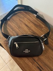 Coach Elias Leather Belt Bag – Black Pebbled Leather
