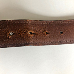 Columbia Brown Leather Belt Heavy Duty Work Mens Sz 42 Double Loops Brass Patina