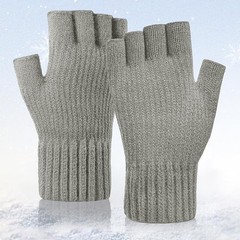Winter Alpaca Wool Fingerless Gloves Thermal Men Knitted Half Finger Mitten