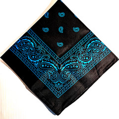 Black Bandana 100% Poly Paisley Print Double-Sided Head Neck Face Mask 21″-22″