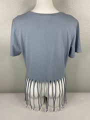 L Love Women Medium All That Fringe Top Cropped T Shirt Casual Beach Boho NWT