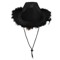 Cowgirl Hat with Fluffy Feather Novelty Cowboy Party Costume Role Play Cap Solid