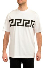 Versace Men’s White Greeca Print Crewneck Short Sleeve T-Shirt US 6XL IT 64
