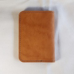 handmade 100% real leather wallet aged natural veg tan vertical bifold