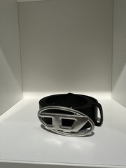 Diesel Belt Black & Silver Oval D Logo Buckle Unisex Streetwear Y2K New Narrow