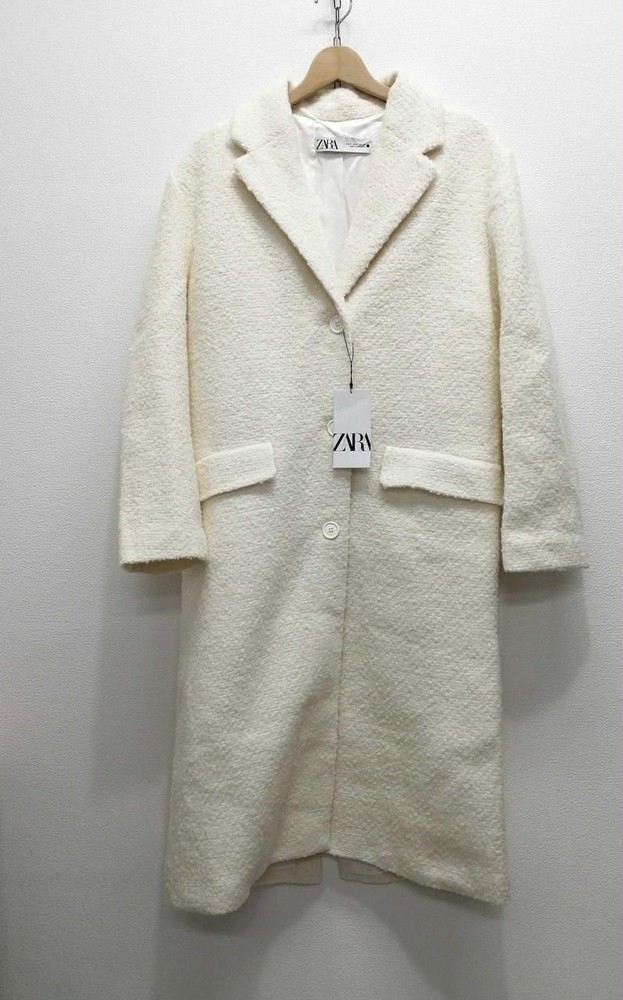 ZARA Straight Wool Blend Coat With Tags WHT S Used
