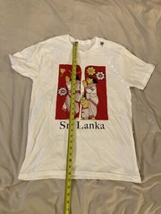 Sri Lanka Men’s MEDIUM White T-Shirt Graphic Art Design Printed Top
