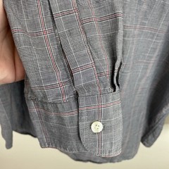 Vintage Chaps Ralph Lauren Shirt Mens Medium Gray & Red Plaid Long Sleeve Button