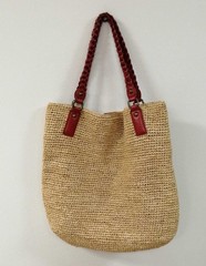 Dakota Basket Tote Bag Beige X Red Dirty Used