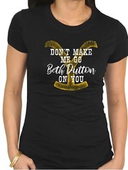 Women’s Black Graphic Tee with Gold Accent – Beth Dutton Design