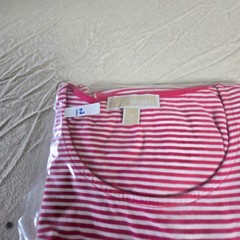 Michael Michael Kors Pink White Striped Cold Shoulder Womens shirt Medium