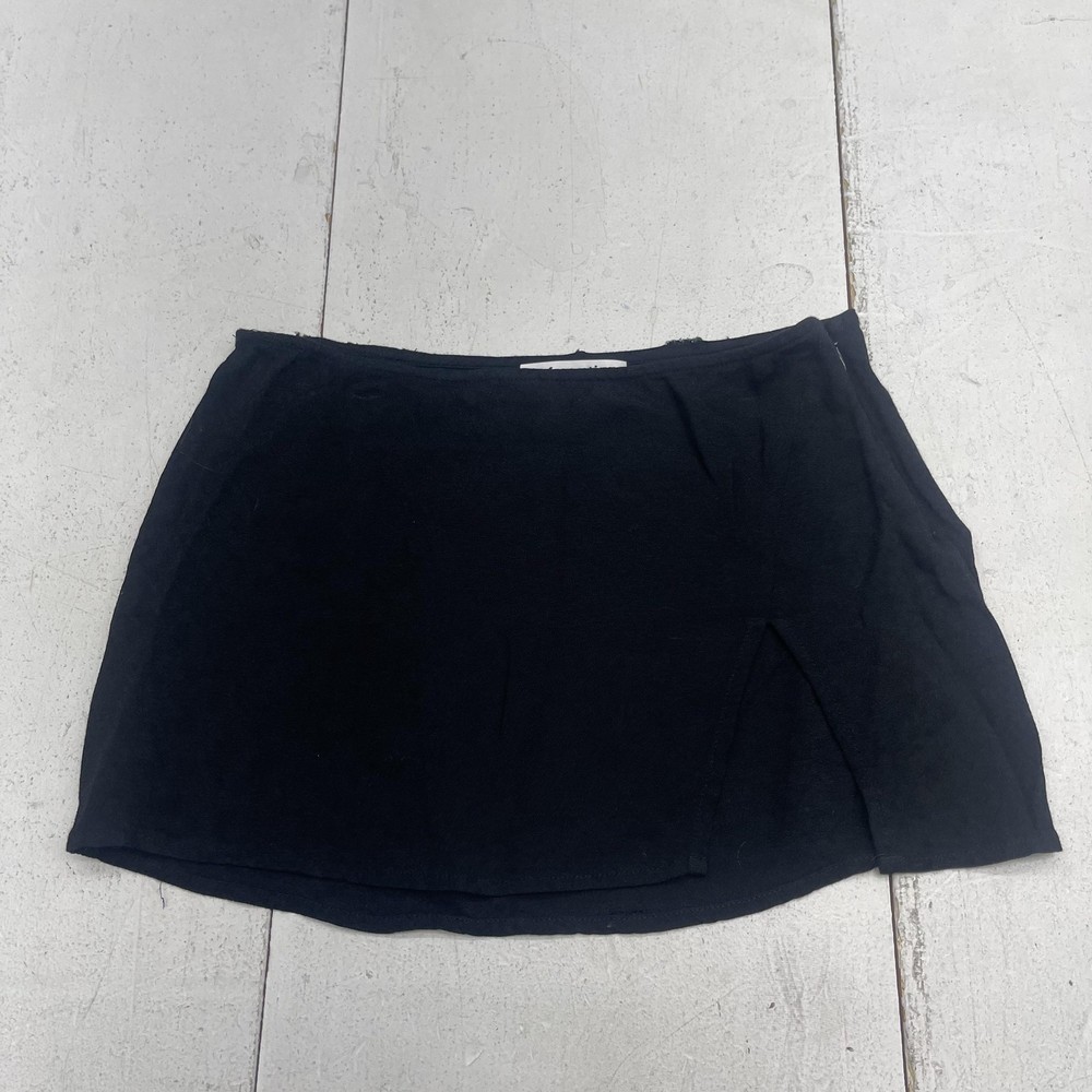 Reformation Skirt Womens 0 Black Mini Short Slit Zip Viscose Rayon Casual