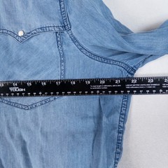 Sundance Womens Western Snap Shirt Blue Tencel Chambray Light Wash Cowgirl