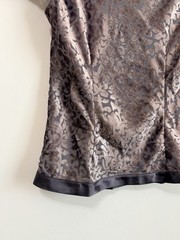 Daisy Fuentes Velvet Satin Lace Tee Top M Sheer Gray Y2K Festival Summer Party