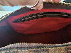 Louis Vuitton Damier Brown Top Handle Bag Red Interior Hot Stamped Initials