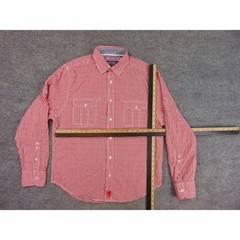 Canterbury of New Zealand Shirt Mens Large Red White Gingham Houndstooth Rugby