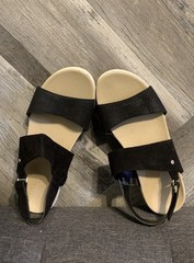 Dr. Scholl’s Womens Strappy Sandals Black Ankle Strap Hook & Loop US 8 M