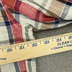 Purnell Shirt Mens Medium Red Beige Plaid Button Up Long Sleeve Cotton Pocket